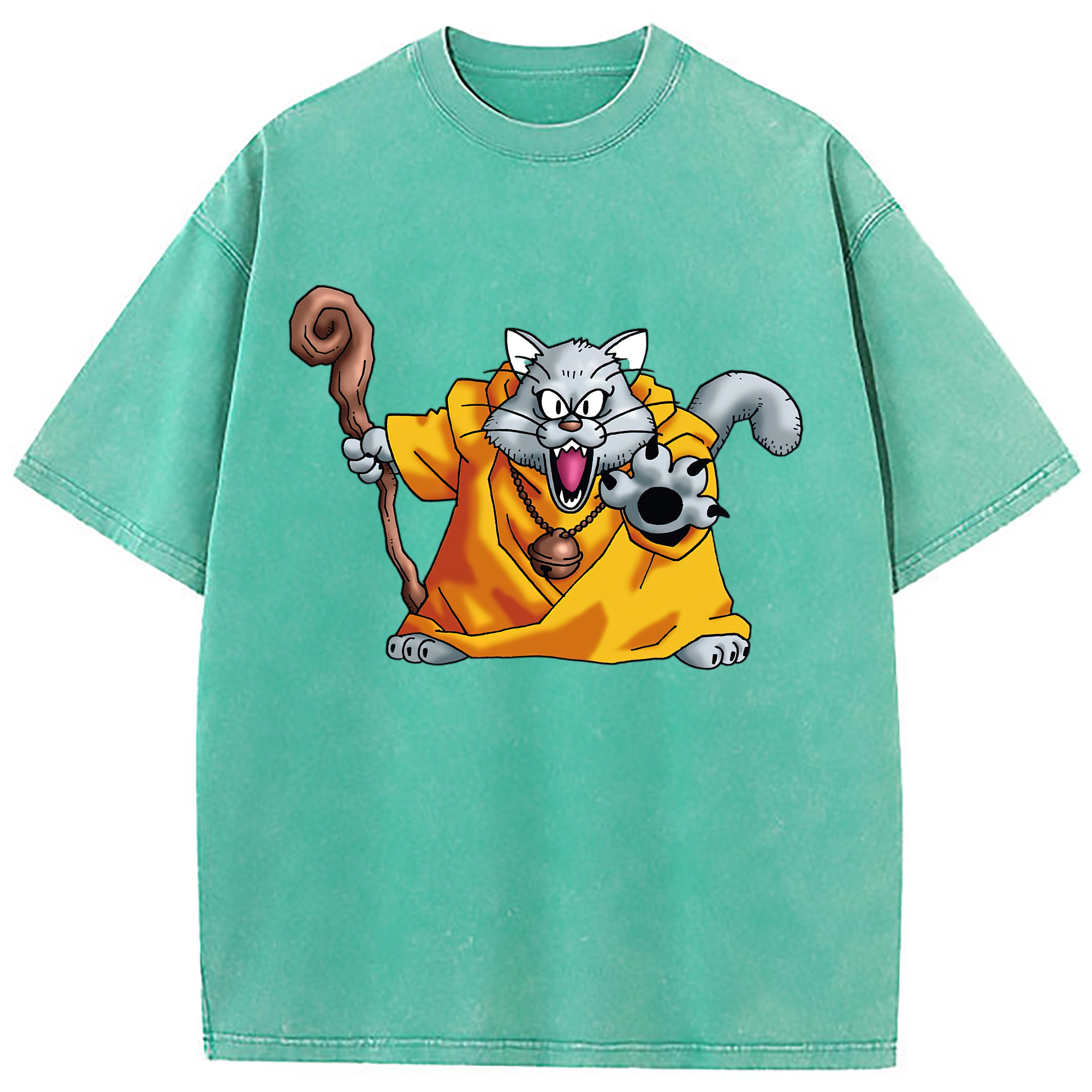 （画像用） ドラゴンクエスト Doragon Kuesuto Dragon Quest 綿100% ヴィンテージ風 半袖Tシャツ（フロントプリント）